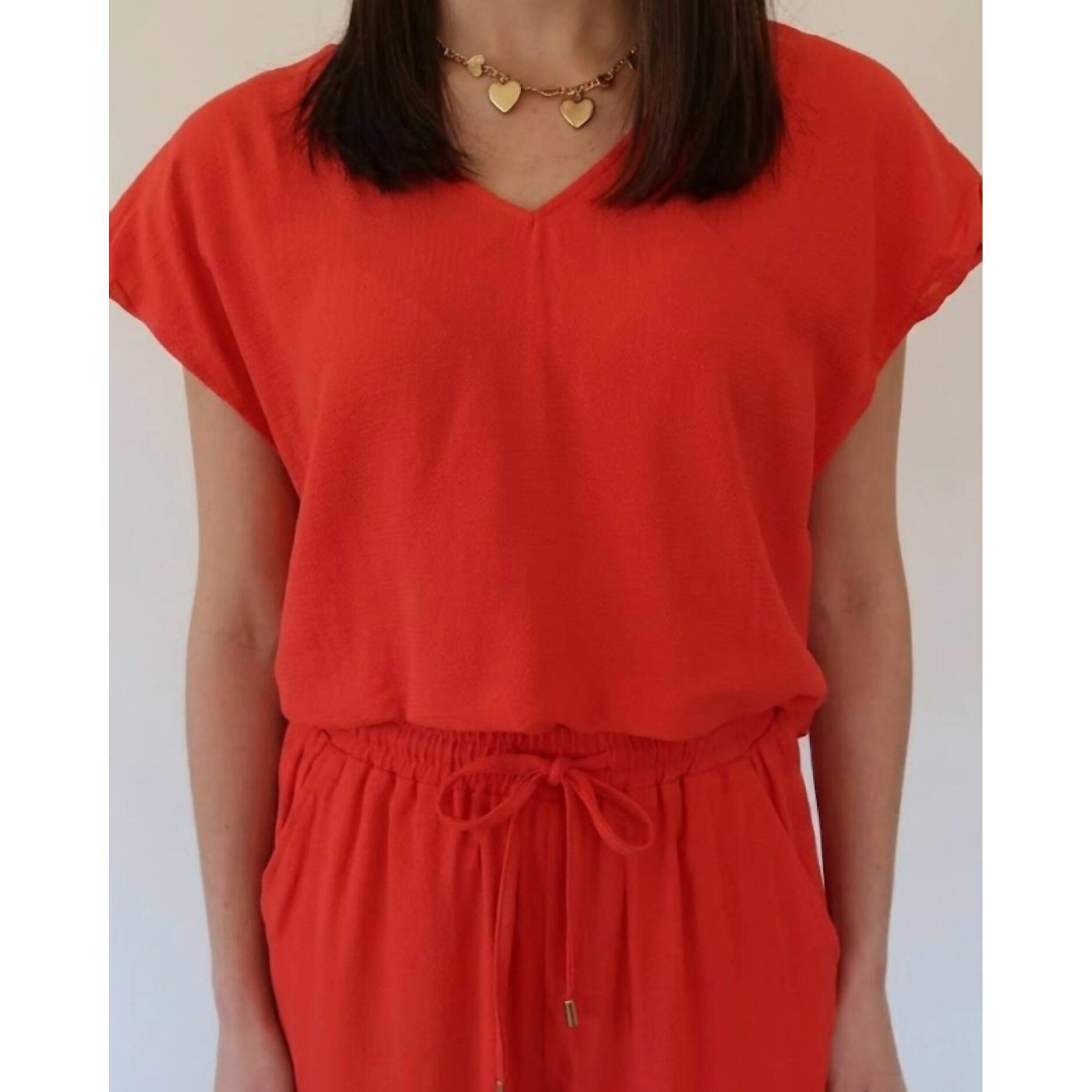 New Shug Sissy Short Sleeve Top In Red